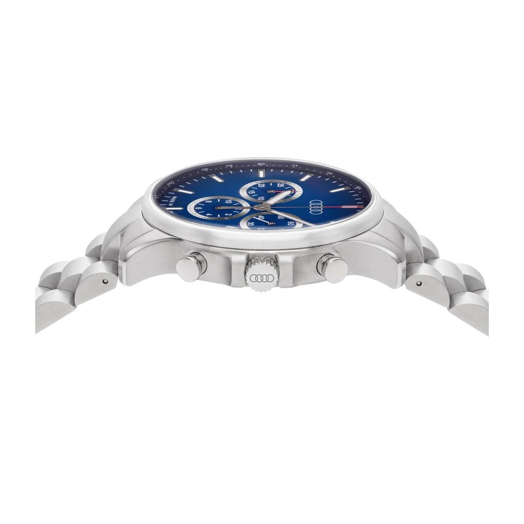 Audi Chronograph Edelstahl, silber/blau