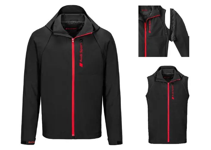 Audi Sport Herren Zipoff Jacke, Schwarz