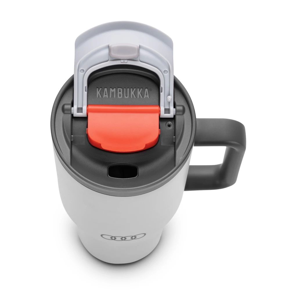 Audi Thermobecher Strohhalm, hellgrau